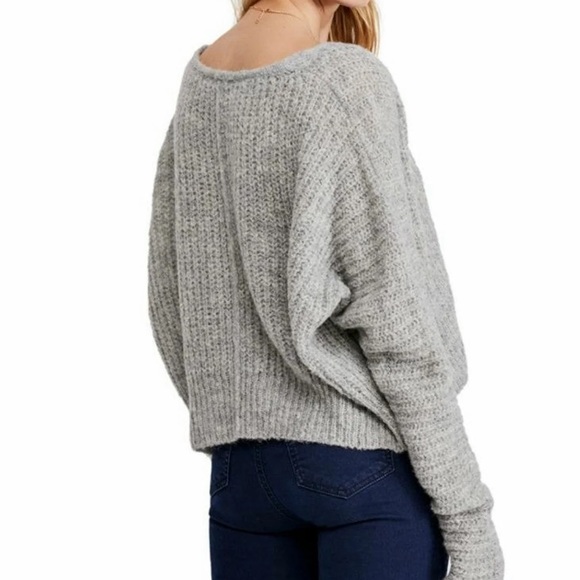 Free People | Moonbeam V Neck Sweater | Grey - Picture 3 of 3